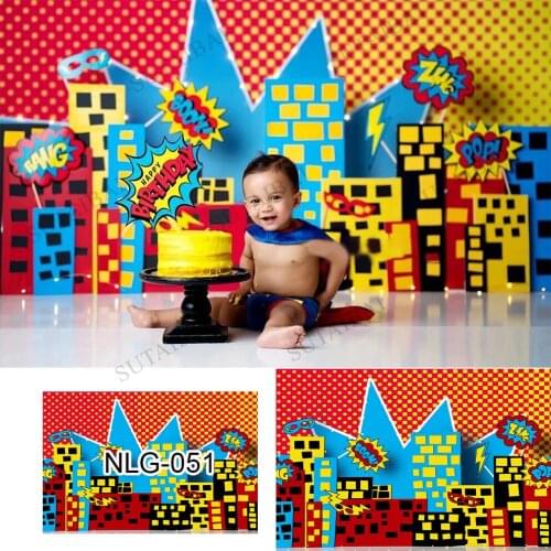 Comics Superhero City Photography Backdrop Boy Birthday Party Banner Decoration Children Show Photo Background Photocall Props