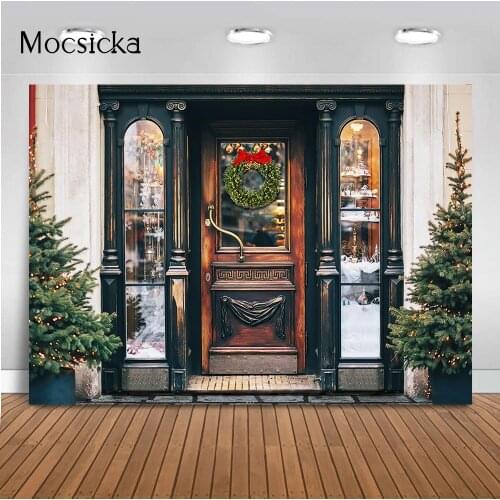 Photography backdrop Christmas tree store door portrait photo shoot kids adult background for photographic studio photocall