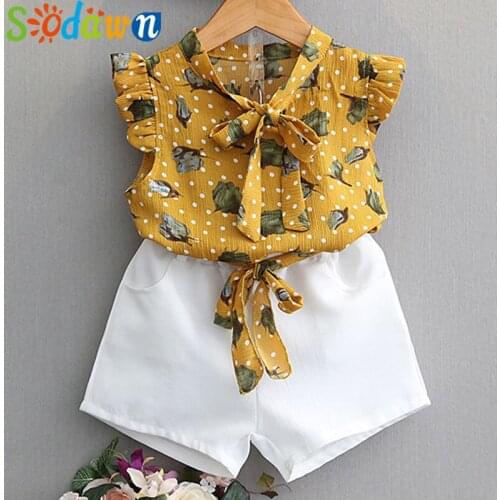 Sodawn Girls Clothing Sets New Summer European and American Style Printing Design Kids Clothing Sets Baby Children Clothing
