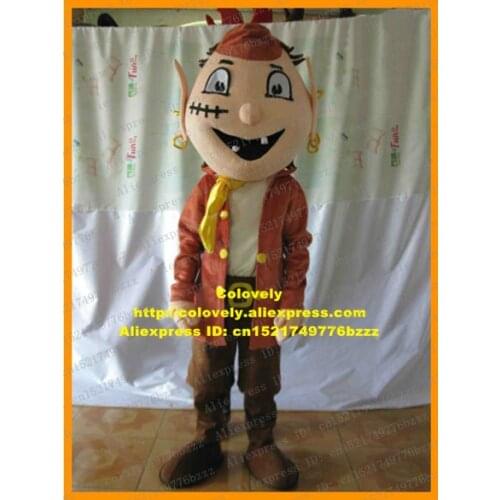 Smart Pink Rogue Hoodlum Hooligan Ruffian Gangster Scamp Mascot Costume Triangular Black Mouth Brown Pants Red Coat No.6595 FS