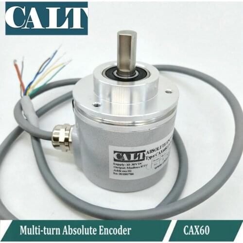 CALT 60mm Multiturn Absolute Rotary Encoder Shaft 10mm 4096 Magnetic Encoder 12 bit Each Lap Modbus RTU CAX60R1212E10RMB