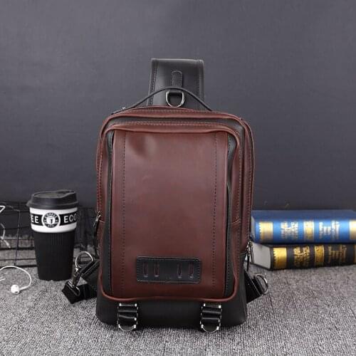 Male Chest Bags Genuine Leather Crossbody Bag Men Sling Chest Pack for Men Chest Bag Leather casual men one shoulder bag