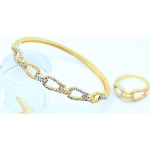 New Arrival Fashion Luxury 3 Color Shiny AAA Cubic Zirconia Women Bracelets Bangles And Ring Set with free shipping