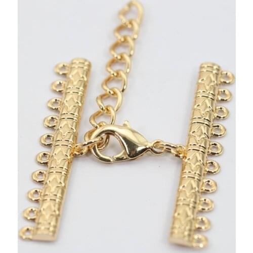 Wholesale 50pcs/lot DIY Jewelry Accessories 3-10 Rows Fashion Necklace Clasps with Extender Chain Adjustable Jewelry Clasp JC033