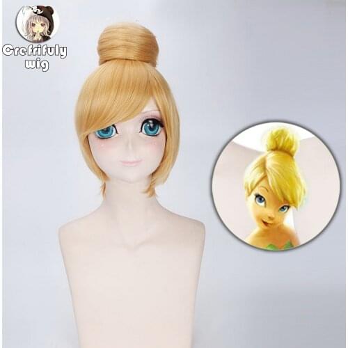 Anime Short Blonde Cosplay Wig 30cm Fairy Tinker Bell Full Hair Wigs For Women Princess Tinkerbell Adult Size Synthetic Hair