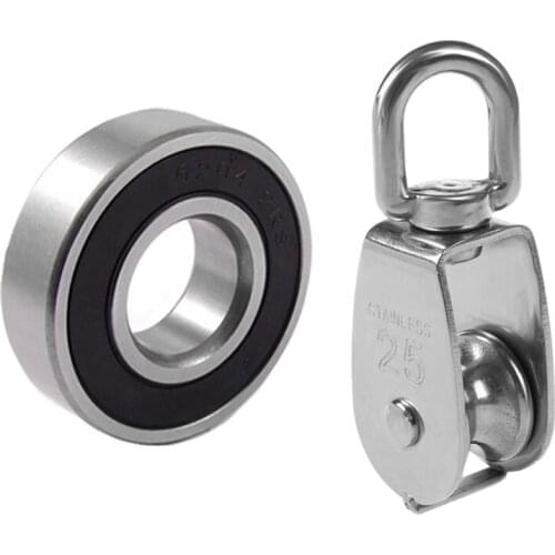 25Mm Rotatable Stainless Steel Wire Rope Single Sheave Pulley Scooter & 6204-2RS 6204 2RS Shield Sealed Ball Bearing