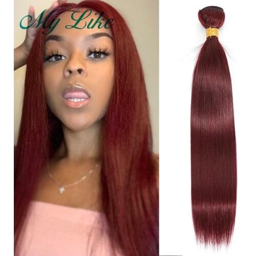 My Like 99j Brazilian Straight Hair Bundles Burgundy Brazilian Hair Weave Bundles 1 Piece 100% Human Hair Bundles Non-remy