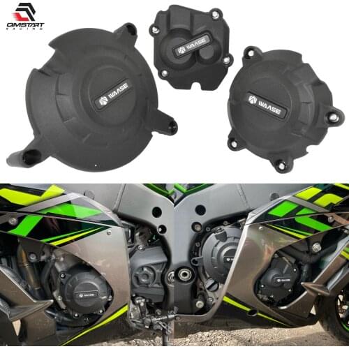 QMSTART Racing Engine Guard Stator Clutch Pulse Cover Slider Protector Set For KAWASAKI Ninja ZX10R ZX-10R 2011-2015 2016-2021