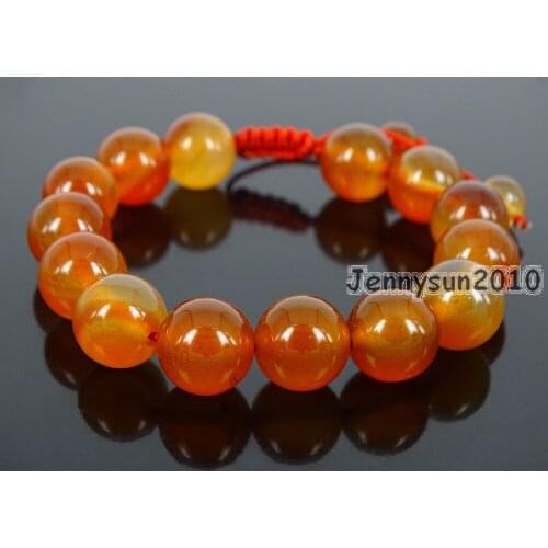 Handmade 12mm Adjustable Natural Carnelian Gems Stone Round Beads Bracelet Healing Reiki 5 Strands/Pack