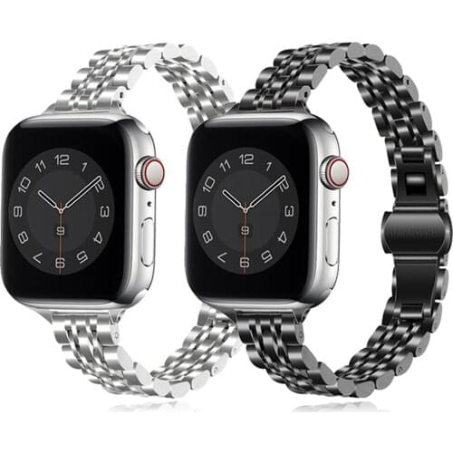 New Women Stainless Steel Strap for Apple Watch 6 SE 40mm 44mm Slim Metal Link Bracelet Band for IWatch Series 5/4/3/2 38mm 42mm