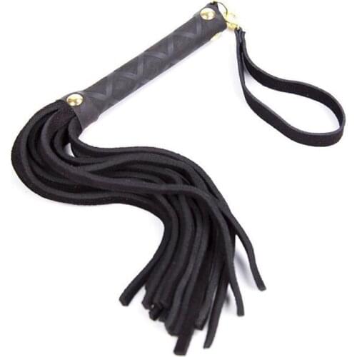 Sex Toys Leather Whip Genuine Leather Leather Whip Bondage Toys Flirting Whips Black Handles Gold Hooks
