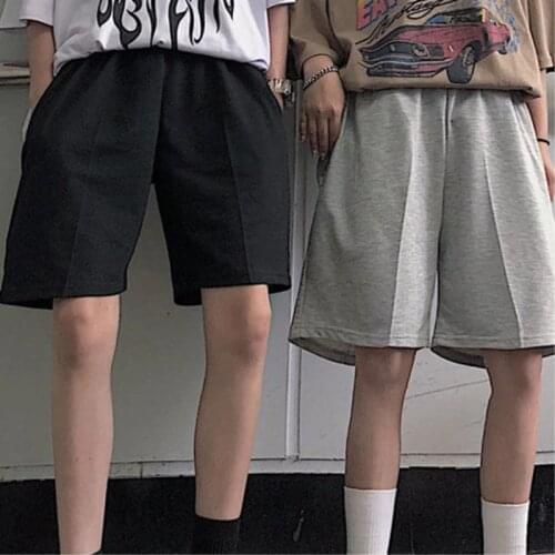 Harajuku Solid Color Elastic High Waist Casual Beach Party Korean Style Couple Pants Movement Shorts Women 2021 Summer Short Ins