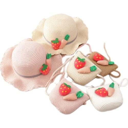 Kids cute carrot straw hat Girl sun hat and bags Handbags Child baby casual holiday beach panama cap gorros