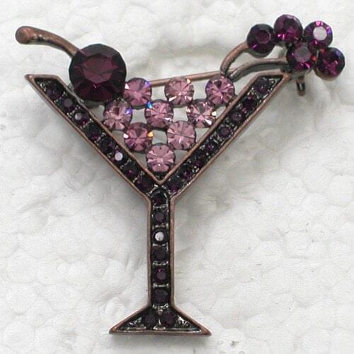 Rhinestone Martini glass pin brooches C269 D3