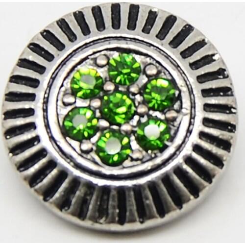 High Quality Green Rhinestone Alloy Snap Button Fit For 18MM Fashion Jewelry