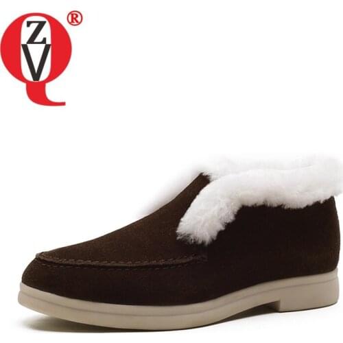 ZVQ Women winter Fashion New Style Snow boots warm Comfortable Concise ventilation Round Toe Solid color cow suede upper