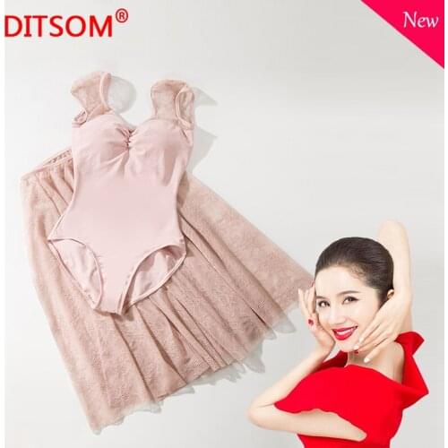 Dreamlike Pink Ballet Dance Leotard for Women Girls Lace Gymnastics Dance Skirt Figure Skating Clothing Fitness Yoga Clothes