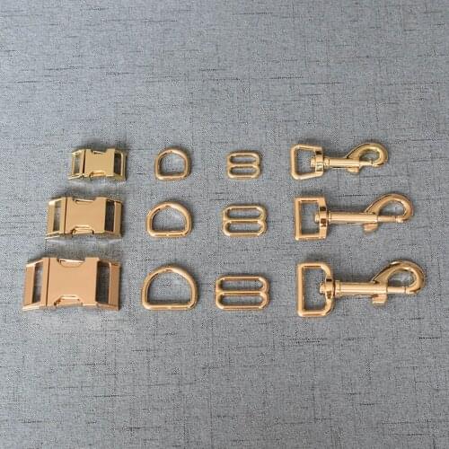 10 Sets 15mm/20mm/25mm Metal D Ring Snap Hook Adjustable Release Buckle DIY Dog Collar and Leash Backpack Bag Accessories