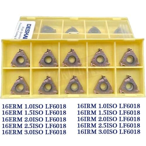 10PCS Carbide Insert 16ERM 16IRM 1.0ISO 1.5ISO 2.0ISO 2.5ISO 3.0ISO LF6018 Threading Blade Lathe Cutter Tool for stainless steel