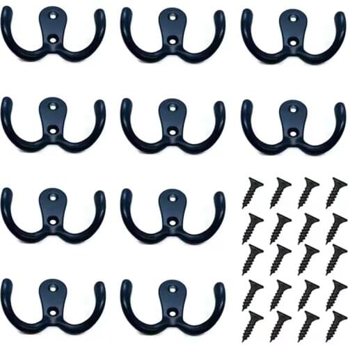 Zinc Alloy Coat Hooks Wall Hook Heavy Duty Wall Mounted for Hat Hardware Dual Prong Retro Coat Hanger Three Colors Avaliable