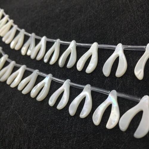 20pcs 10mmx15mm special fashion Wishbone white MOP Perlen Naturliche Perlmutt Muschel Perlen spezielle design for gifts