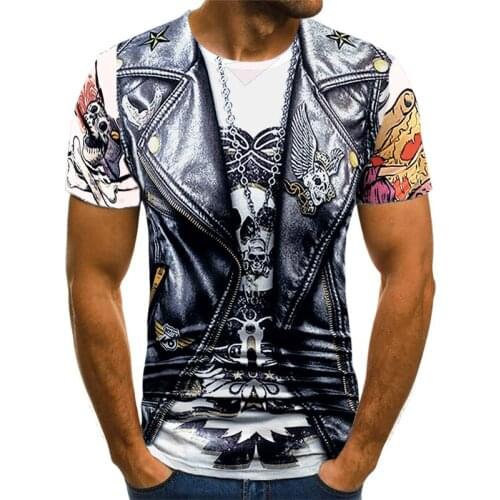 2020 Fashion Mens T-shirt Fashion Drawing Pattern 3D Printing Streetwear Motorcycle Wear Graffiti Style T-shirt Sports Casual M