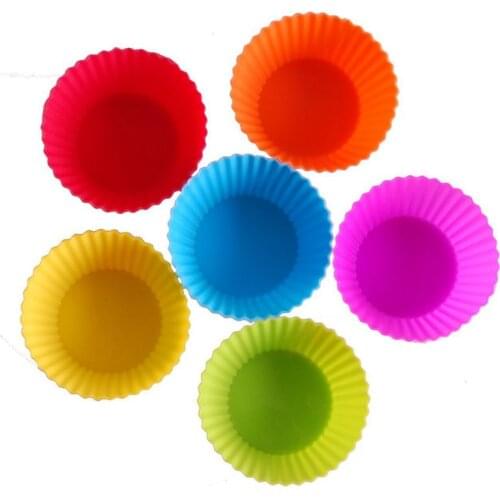 24PCS Silicone Baking Cups Cupcake Liners Muffin Cups Non-Stick Molds Reusable 6 Color