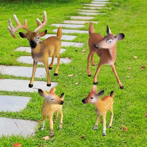4pcs/set Realistic PVC Wildlife Deer Animal Model Toy for Kids Ages 3-8 Creatures Action Figurines Zoo Pack