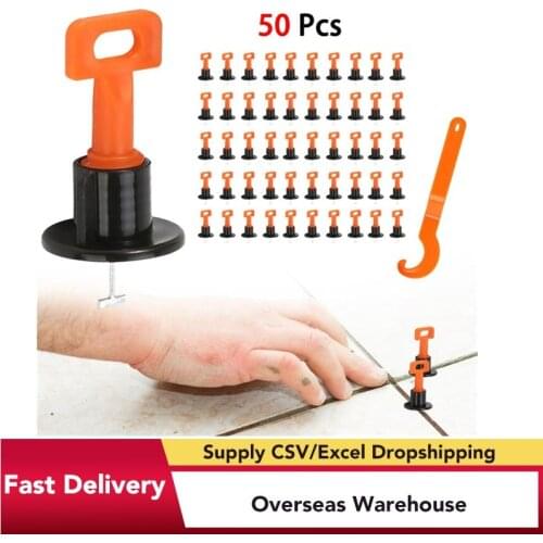 50Pcs Flat Ceramic Floor Wall Construction Tools Reusable Tile Level Wedges Tile Spacers Kittile Leveling System Kit For Tile