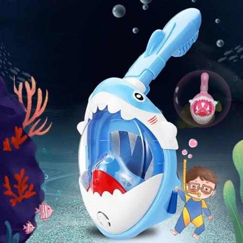 Shark Shape Snorkeling Masks Profession Silicone Child Diving Mask Foldable Full Dry Breathing Tube Children Swimming Equipment