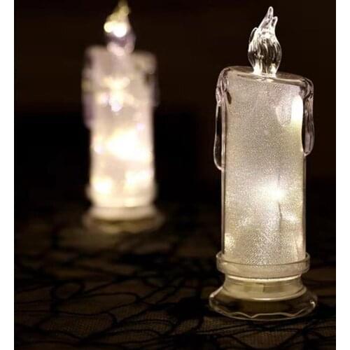 Flameless LED Light Candle Plastic Transparent Shell Desk Electronic LED Candle Night Lamp Dating Party Holiday Home Decoration