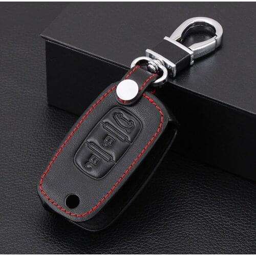 Black Leather Car Flip Key Case For LADA Priora Kalina Granta Vesta Xray X-Ray Cover Keyless Remote Fob Shell Holder Protector