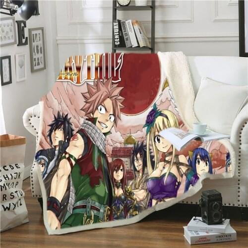 Kids Nap Blanket Fairy Tail Anime Sherpa Fleece Throw Blanket Warm Bedding Couch Cover Warm 3D print Custom Throw Blanket