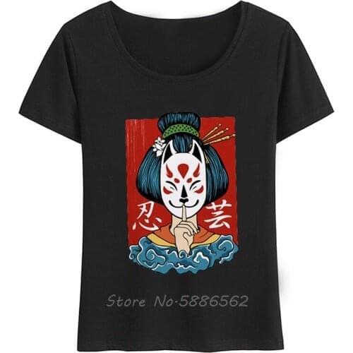 Japan Vintage Style Samurai Geisha Cool T Shirt Women Summer New Casual Short Sleeve Tshirt Femme Kawaii Streetwear t-shirt