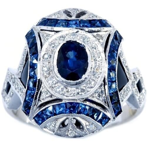 Classic Blue Zircon Rings for Women Dazzling Full Drill Jewelry White Ring Bride Wedding Engagement Jewelry Ring Love Gifts