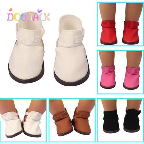 7cm Personalized 5 Styles Leather Hook & Loop Shoes For 43cm New Born Dolls Doll Shoes FIt 18 Inches American 1/3 BJD Doll Toy