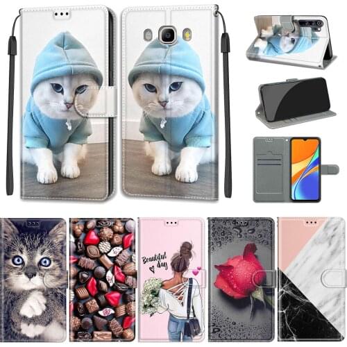 Flip Leather Case For Samsung Galaxy J5 2016 Case Wallet Card Holder Stand Book Cover For Samsung Galaxy J510 Cute Cat Pattern