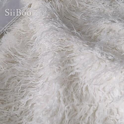 Cream white 7cm long pile fluffy faux tibet sheep fur fabric newborn baby photography props tissu 160*50cm 1pc SP5572 Free Ship