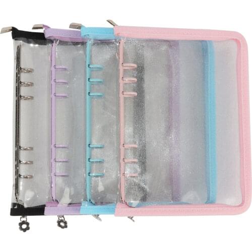 Macaron Glitter A5 A6 Zipper Binder PVC Journal Agenda Notebook Cover Zippered Binder DIY Photocard Binder Organizer Stationery