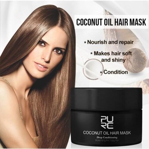 PURC 50ml Coconut Oil Hair Mask Repairs Damage Restore Soft Suitable For All Hair Types Keratin Hair Scalp Treatment TSLM2