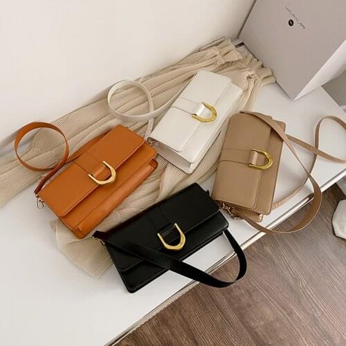 Fashion Women PU Leather Shoulder Crossbody Bag Vintage Pure Color Flap Messenger Handbag Portable Street Travel All-match Purse