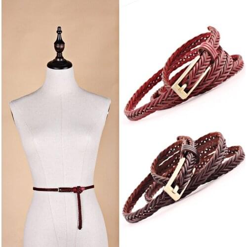 Fashion Womens Belt Narrow Skinny Low Waist Thin Leather Loop Bow Belt corset belt cinto feminino ccinturon mujer SE32