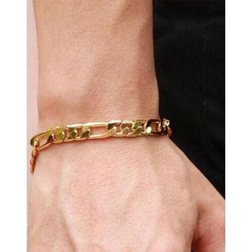 Male Bracelet Jewelry Gold Plating Bracelet for Men Curb Chain Stainless Steel Link Fashion Bracelet Decor Gifts
