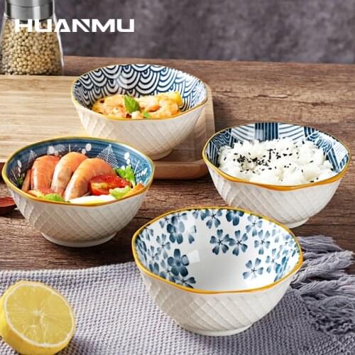 Japanese Style Classical Ceramic Single Kitchen Small Bowl Ramen Soup Eating Bowl Creative Household Tableware Set