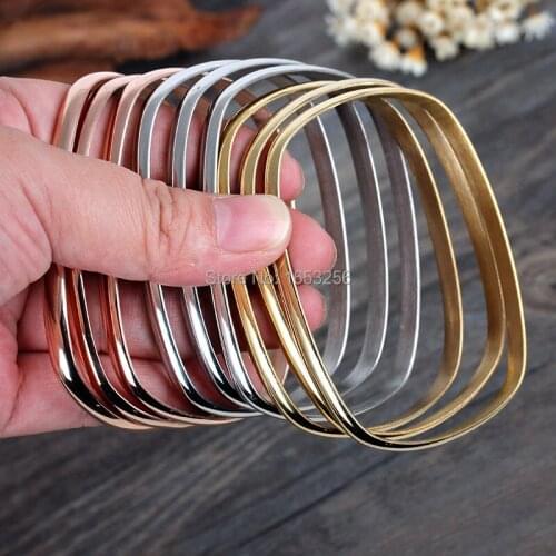 National wind Jewelry Holiday Gift 9pcs/set Heavy Stainless Steel Tri-Color Glossy Square Bracelet Bangle Bling 70*53*5.5mm