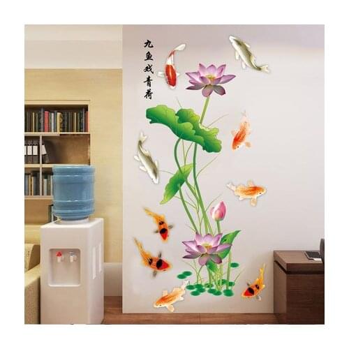 Lotus Wall Stickers DIY Flower Teenager Bedroom Bathroom Living Room Decoration Aesthetic Home Decor Beauty Fridge Sticker Mural