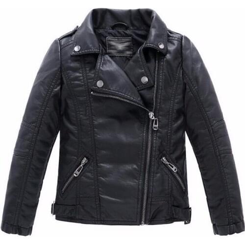 2016 PU leather kids outwear jackets casual boy turn down autumn spring winter girl coats Unisex childrens outwear jacket coat