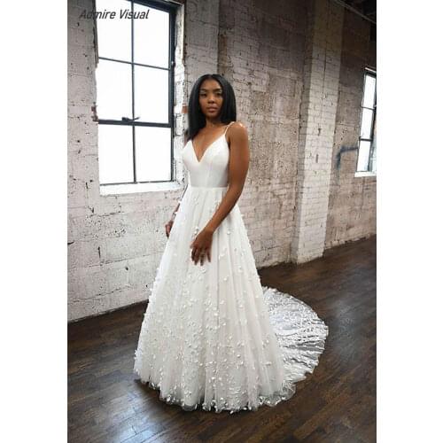 Wedding Dress A-Line V-Neck Neckline Satin Sleeveless Backless Chapel Train Floor-Length With For Party Bride Gown Vestidos De