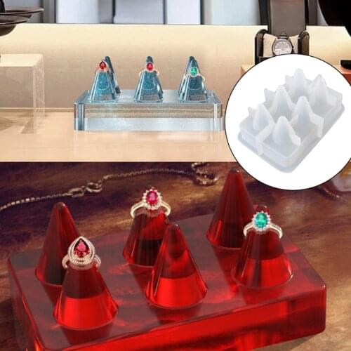DIY Crafts Rings Cone Display Stand Epoxy Resin Mold Storage Showcase Jewelry Organizer Holder Casting Silicone Mould