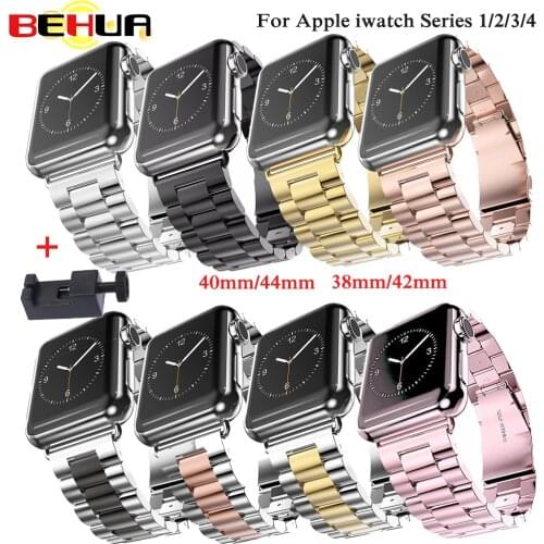 Stainless Steel Watchband for iWatch Series 1 2 3 4 38mm 40mm 42mm 44mm Wrist Band for Apple Watch Replacement strap with link